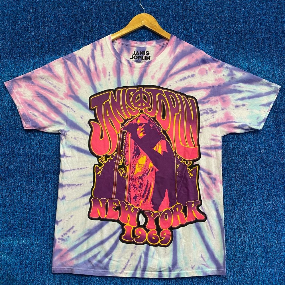 Janis Joplin Tie-Dye Short Sleeve Tee - Pink/Purple